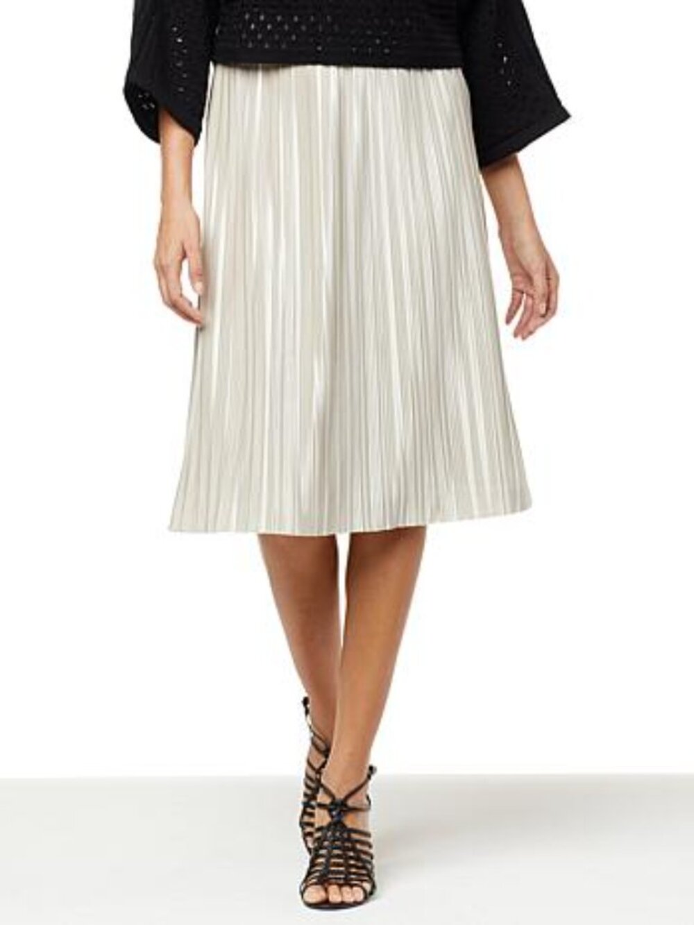 New! Everyday JONES by Madeline Jones Metallic Pleated Skirt- Champagne